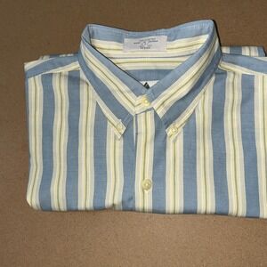 Krizia Short Sleeve Button Down Shirt Men's Size M Blue/Tan Stripe